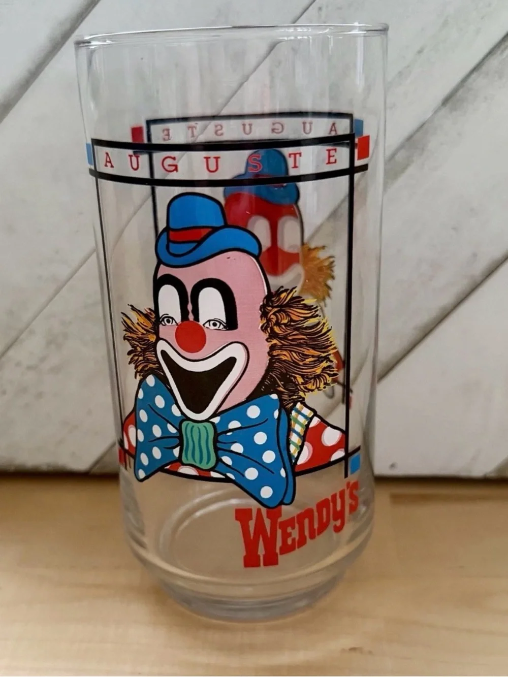 Vintage 1970s Wendys Coca Cola Clown Glass Auguste Rare Fast Food Promo Tumbler